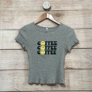 7Day WKND Coffee Coffee Coffee grey yellow Short Sleeve Shirt Small